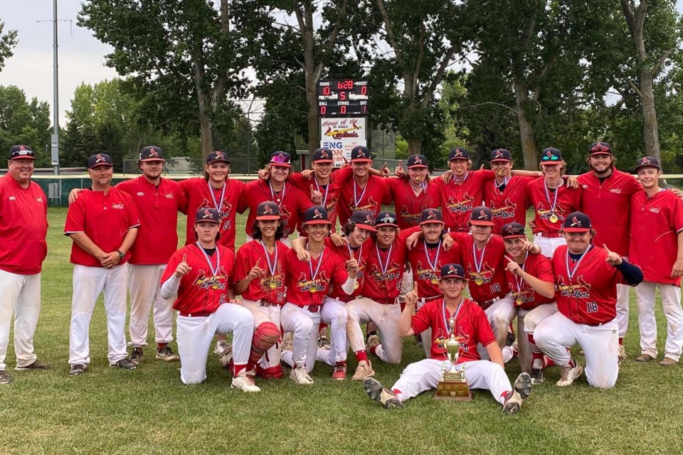 With their provincial championship, the 18U AAA Cardinals have booked their ticket to the Baseball Canada National tournament being held in Fort McMurray Aug. 18-21, 2022. SUPPLIED/Photo
