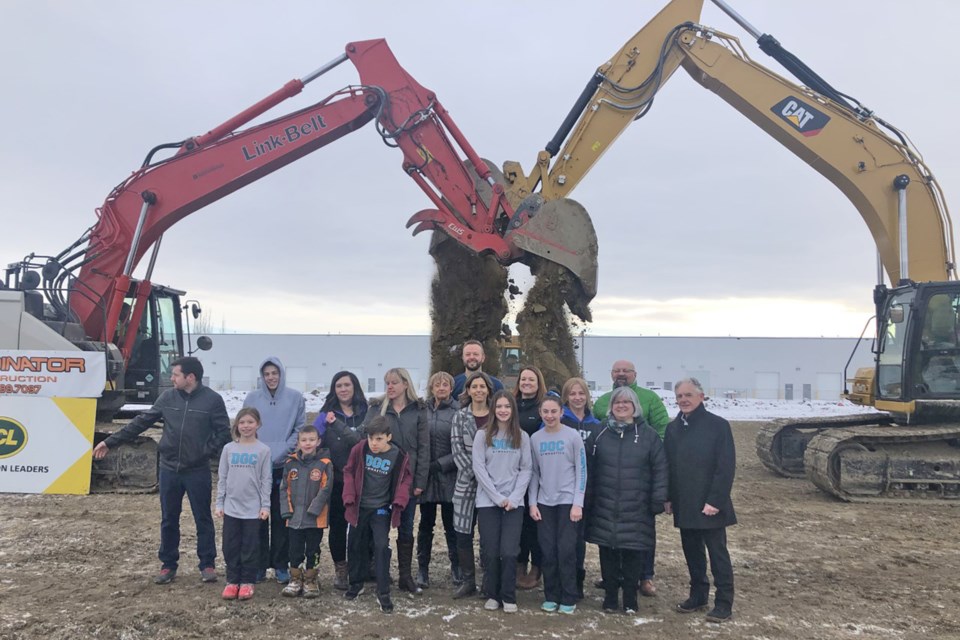 Dynamyx Gymnastics celebrated with developers and city officials in a ground-breaking ceremony for Collier International's new multi-tenant building on Feb. 14 in Campbell Business Park. BRITTANY GERVAIS/St. Albert Gazette