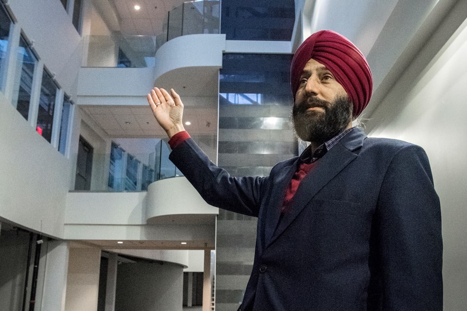 Calgary realtor Happy Mann of Prime Real Estate Group welcomes us to the entrance/main foyer in the empty St. Albert Crossing building at 214 St. Albert Trail January 20, 2020.    DAN RIEDLHUBER/St. Albert Gazette