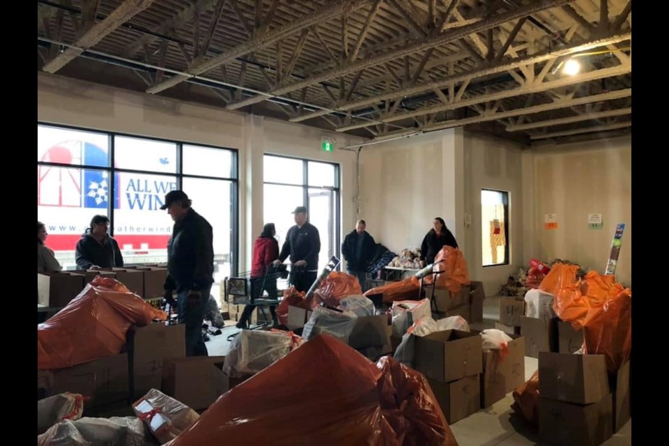 A scene from last year's Christmas Hamper campaign put on by the St. Albert Kinettes. Volunteers are still requested for this year's effort, but there are changes to how the campaign will run.