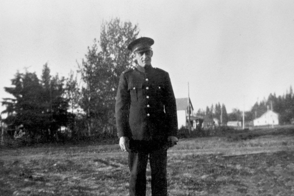 St. Albert's last town policeman, Vital Michelot – ca.1933. Michelot was born in Lac St. Nonne and came to St. Albert as a child.  He was hired as the town policeman ca. 1927 and served in this capacity until the RCMP returned to St. Albert in 1944. MUSEE HERITAGE MUSEUM ARCHIVES/Photo