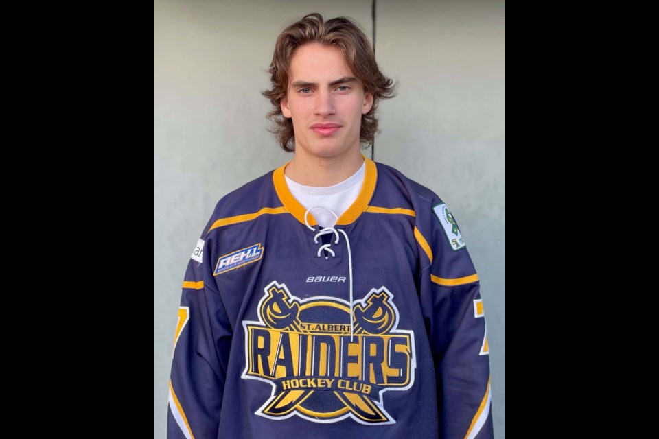 Raiders captain Ty Hodge poses for a photo at the Raiders move-in event at Jarome Iginla Arena on Sept. 27, 2021. SUPPLIED/Photo