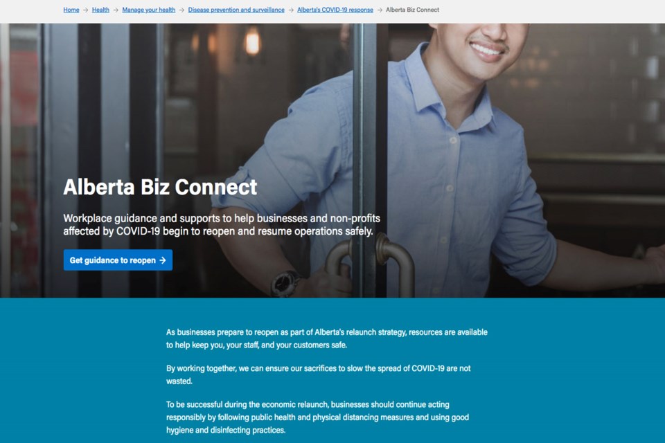 Alberta's new website, Alberta Biz Connect, offers guidelines on how businesses and organizations can reopen.