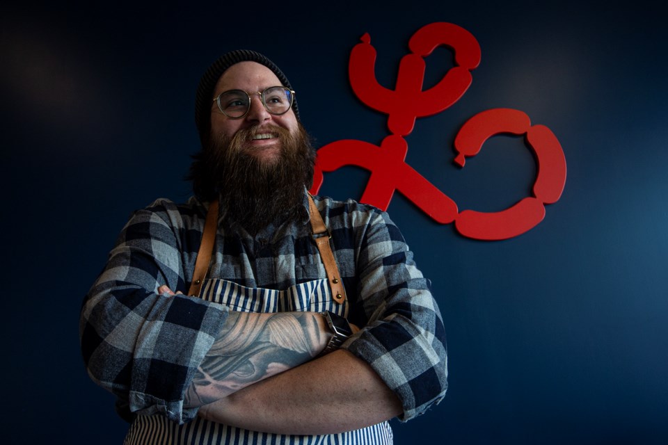Chef Parker Regimbald is the man behind Links Woodfire Sausage – a new establishment  in St. Albert's Campbell business Park that sells different types of sausage on a bun and gourmet fries. CHRIS COLBOURNE/St. Albert Gazette
