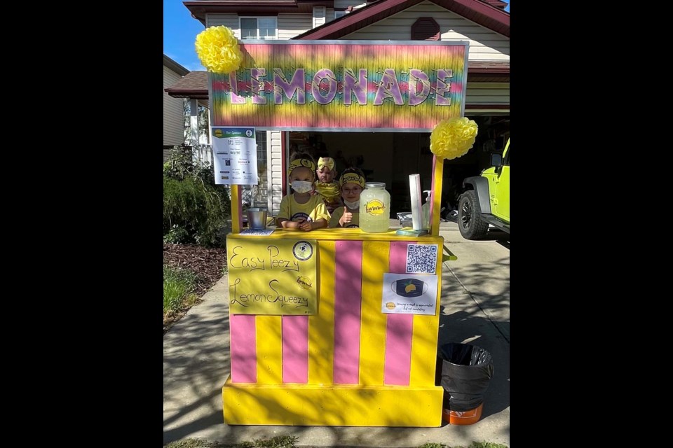 Six-year-old Kaydia-lee, three-year-old Beck-lyn, and now-seven-month-old Nayvi-raine, raised more than $1,000 for the Stollery Children's Hospital after the youngest was born at 26 weeks old and spent 84 days in the neonatal intensive care unit at the Royal Alexandra Hospital, which is run by the Stollery. SUPPLIED/Photo