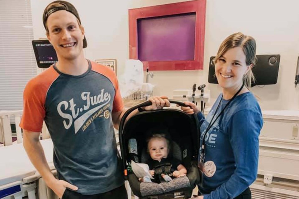 Ian and Hayley Cowie are thrilled with the progress that their son Hudson is showing. He received a transplant of his own cells at the St. Jude Children's Research Hospital in Memphis, Tennessee a few weeks ago, and is already showing signs of his immune system 