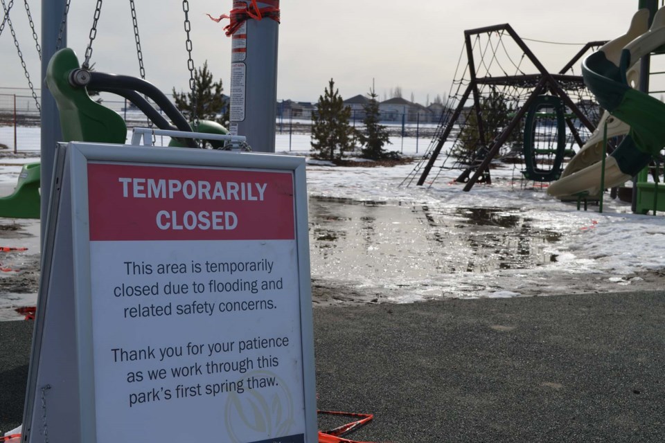 City spokesperson Cory Sinclair said St. Albert is working to determine if the flooding is a one-off, or if the park's design will have to be adjusted. RACHEL NARVEY/St. Albert Gazette