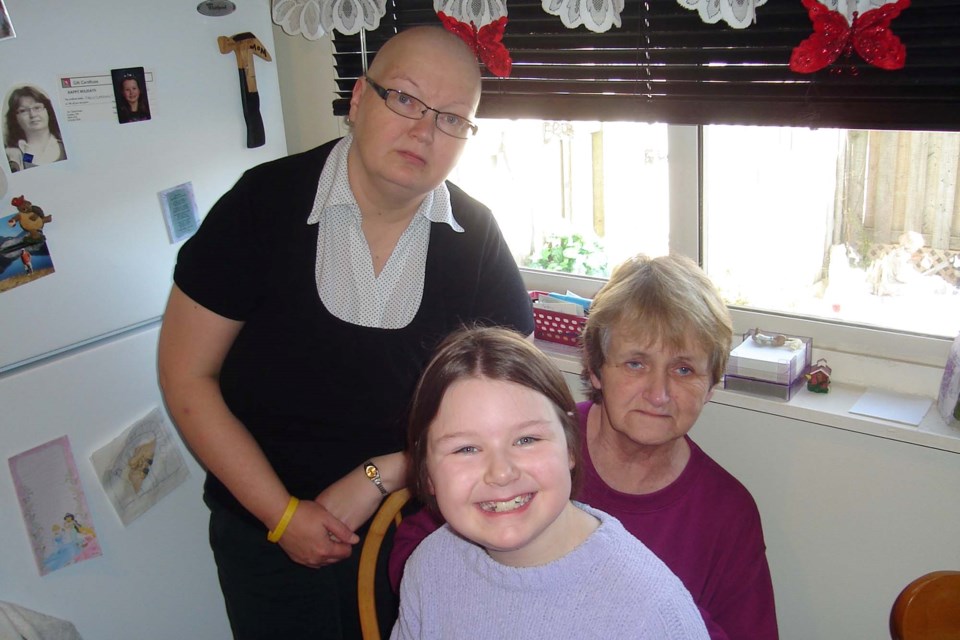 Karen Madsen (back) with her mother Bonnie (right) and daughter, Desirea Heck (front), in London Ontario in 2010. This was the last time Desirea saw grandmother due to Desireaâs health issues. SUPPLIED/Photo