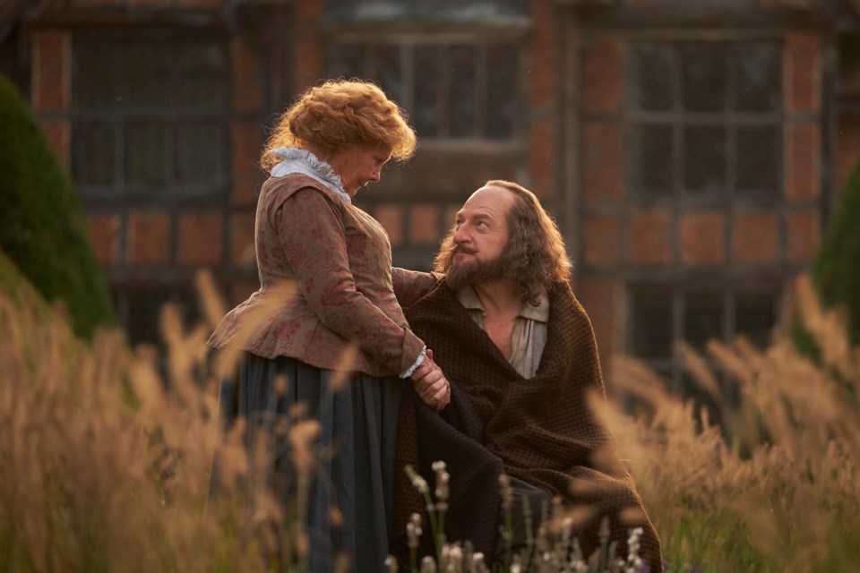 Anne Hathaway (Judi Dench) comforts her husband William Shakespeare (Kenneth Branagh) in Branagh's movie All is Lost. 