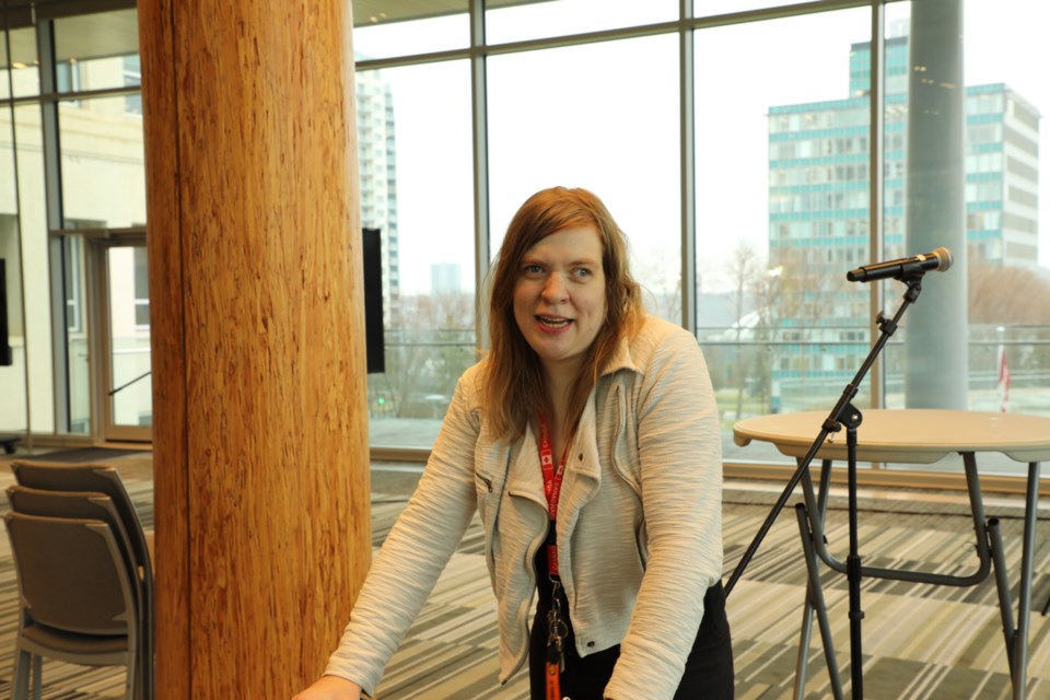 Julie Heffel at MLA Marie Renaud's end of month press conference. JESSICA NELSON/St. Albert Gazette