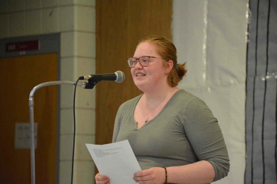 Brooklin Curran gave a fierce reading during the open mic event and last ST.A.R.K. Poetry Club meeting of the 2021/22 schoolyear.