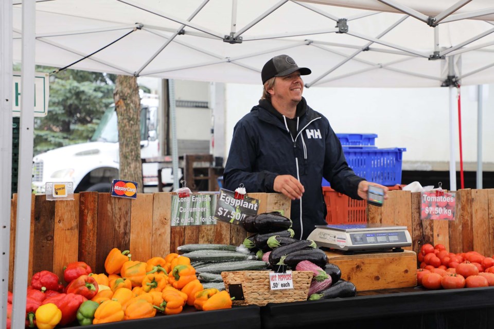 Lacombe Fresh owner, Paul Doef thinks a "Made in Alberta" label would be great, but better used on produce bound for grocery stores than items sold at farmers' markets, he said at the St. Albert market on Saturday, July 17.