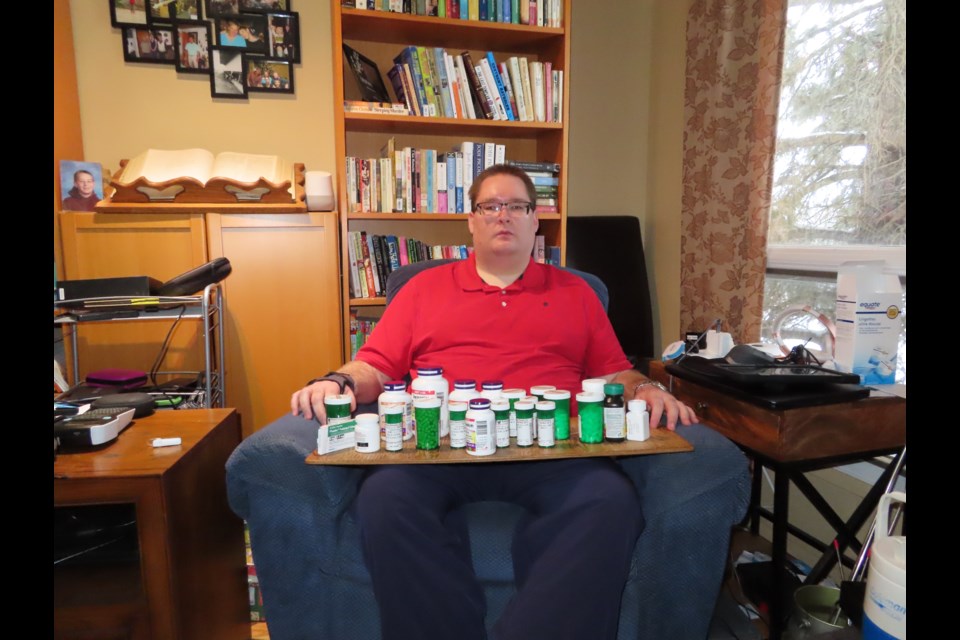 Ernest Frederiksen takes 40 pills a day in an attempt to manage his many health conditions. He would like to be able to access MAID but does not qualify under current legislation. Photo supplied.