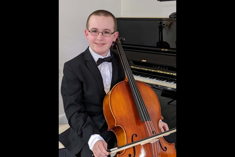 Cellist Cory Manners, the featured emerging artist at the St. Albert Chamber Music Society recital on June 5, performs Benedetto Marcello's Sonata No. 1. SUPPLIED/Photo