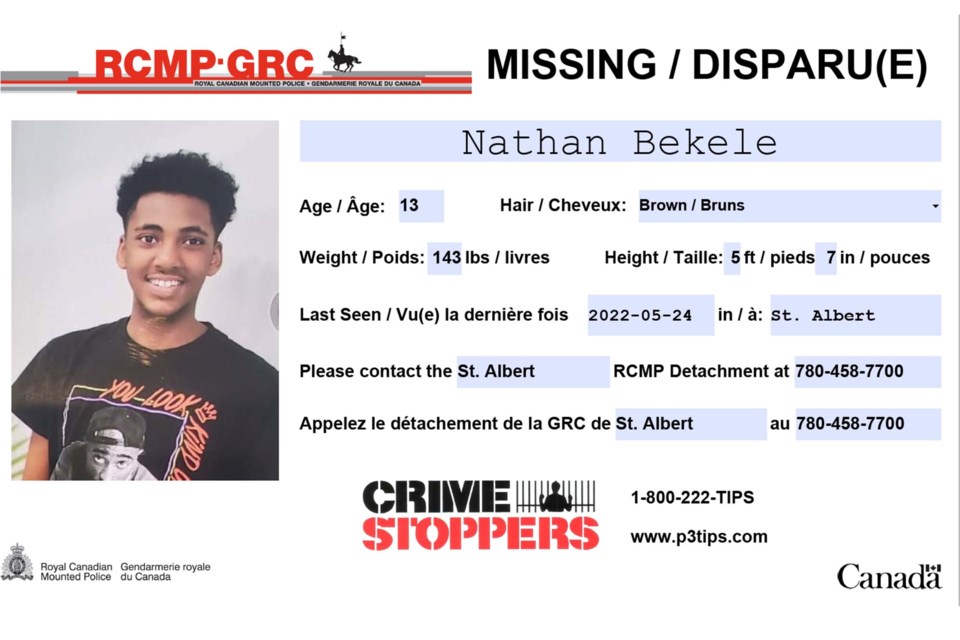 The RCMP are asking the public to help locate Nathan Bekele. SUPPLIED/Photo
