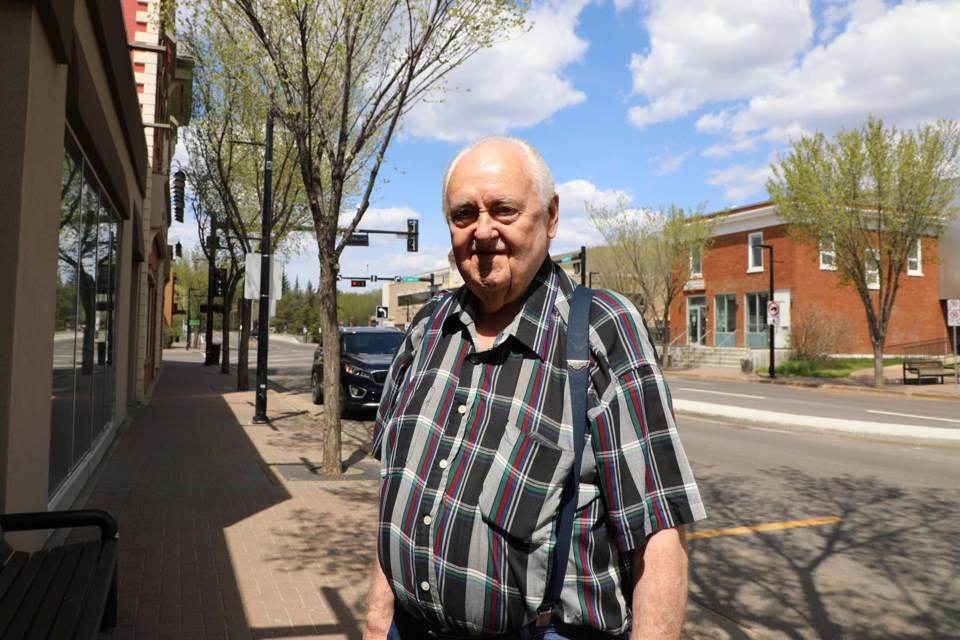 St. Albert senior, Oliver (who did not want to give his last name), said he thinks it's a good idea Premier Jason Kenney decided to resign. He thinks Kenney did not handle the pandemic well, particularly when Kenney and some of his members went on vacations while telling Albertans to stay home. Oliver was out for a walk in downtown St. Albert on May 23, 2022. JESSICA NELSON/St. Albert Gazette 