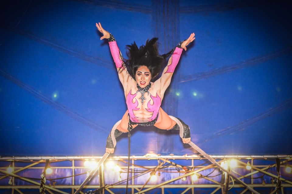 Argentinian aerialist Yesica is performing with Circo Osorio Aug. 1 to 5 in the Big Top set up at St. Albert Centre Mall.