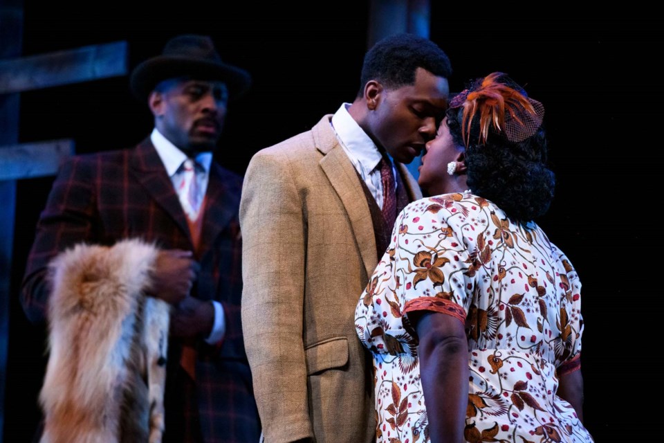 In The Color Purple now playing at Citadel Theatre, Harpo and Sofie share a turbulent but enduring love. The cast includes St. Albert's Jesse Lipscombe, left, Andrew Broderick and Janelle Cooper. IAN JACKSON/PPhoto