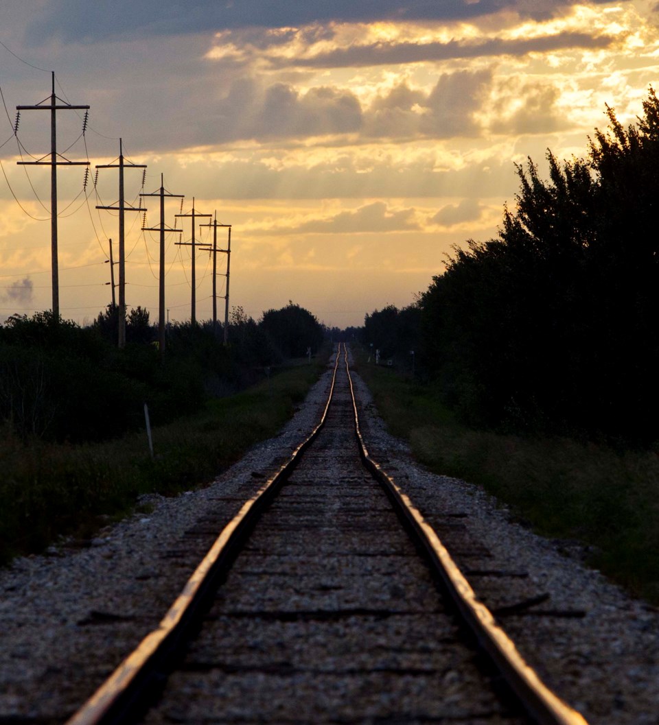 train tracks at sunset-CC-8530 C