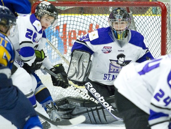 St. Albert Steel goalie Rhys Hadfield faced 34 shots in Wednesday&#8217;s 5-0 loss to the Fort McMurray Oil Barons at Performance Arena. It was the 10th loss in a row for the 