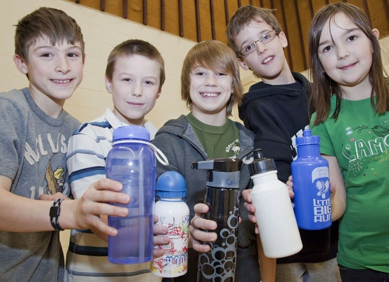 (L-R) Father Lacombe Grade 5 students Nick Leyer