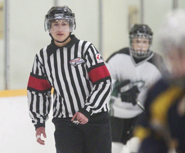 Lacey Senuk of St. Albert is one of the referees working the U18 female hockey tournament at the Canada Winter Games in Halifax