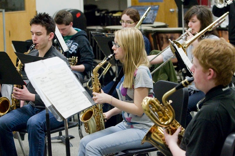 The Sturgeon Composite High School jazz band rehearses for its upcoming annual Festival Concert at the Arden Theatre tomorrow.