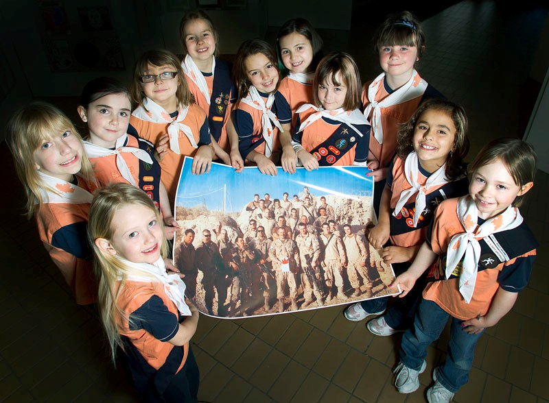 Girls from the 2nd Brownies Pinedale District in St. Albert were very pleased when a letter they wrote to troops in Afghanistan was answered. The letter included a photo of