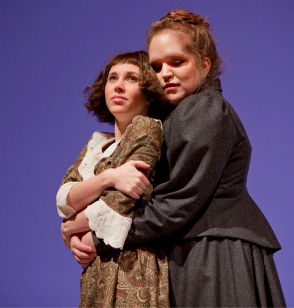 (L-R) The relationship of Alice B. Toklas (Samantha Hill) and Gertrude Stein (Spenser Payne) takes centre stage in the Studio Theatre Production of The Gertrude Stein Project.