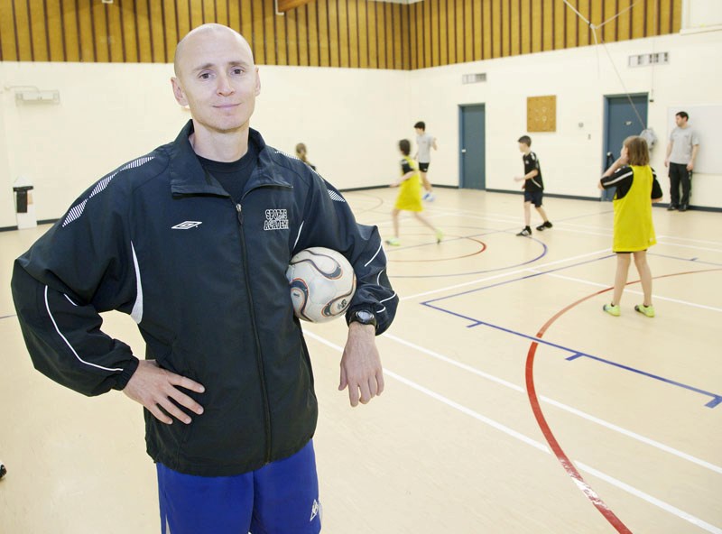 Nikola Vignjevic is the instructor for the soccer program at the Greater St. Albert Sports Academy. The former professional player was teaching skill development Thursday in