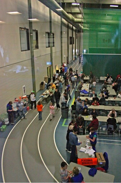 The Athabasca Regional Multiplex was full to bursting on Monday as evacuees from Slave Lake arrived to take shelter.