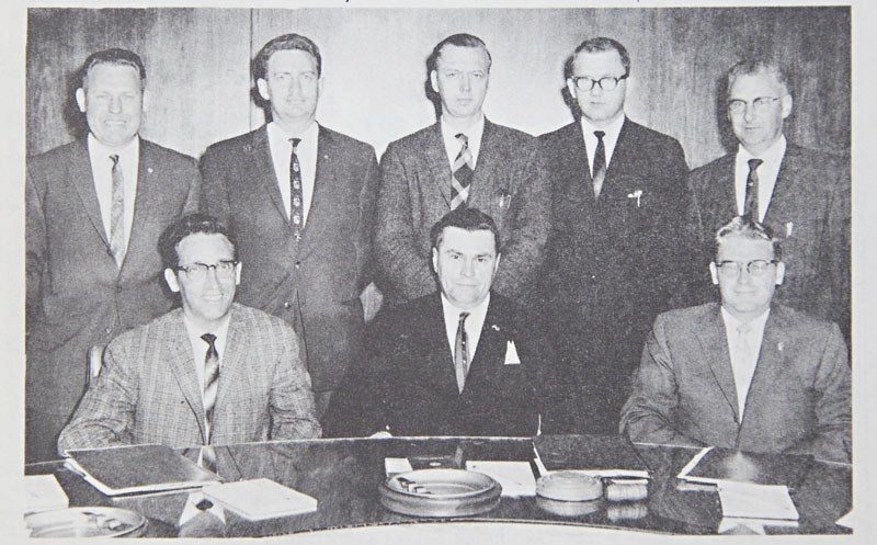 St. Albert&#8217;s first town council sits down for its first photo. The town had held its first election at the end of June