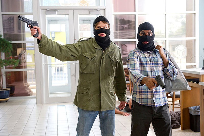 A small town pizza guy is kidnapped and forced to rob a bank in this action-comedy.