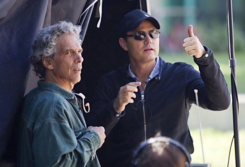Blackstone director Ron E. Scott gives the OK as he and first assistant director Ehud Ellman prepare to film a scene at the University of Alberta.