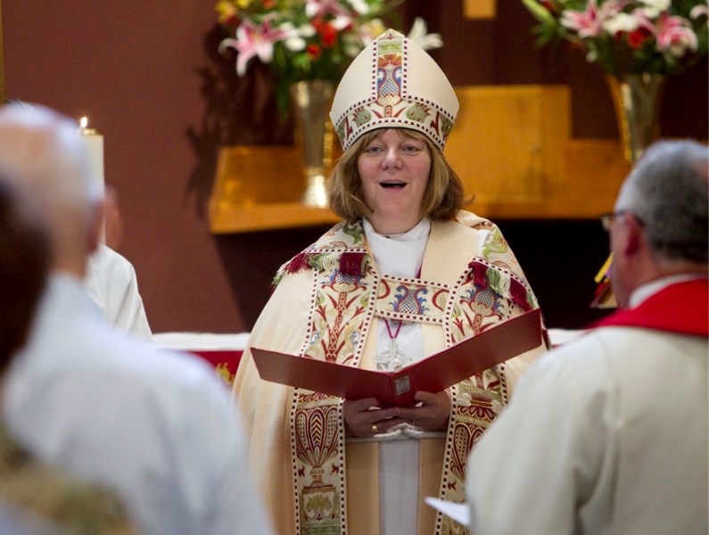 Bishop Jane Alexander leads the congregation at St. Matthew&#8217;s Anglican Church in a special service celebrating the church&#8217;s 50th anniversary. The church started