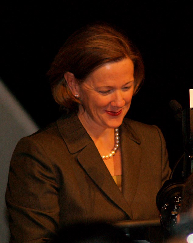 Alison Redford reflects while making a victory speech after winning the Progressive Conservative leadership race. The Calgary MLA and former justice minister will be