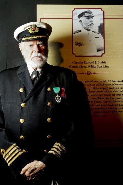 Actor Lowell Lytle portrays Titanic&#8217;s Capt. Edward J. Smith at an exhibit at Telus World of Science.