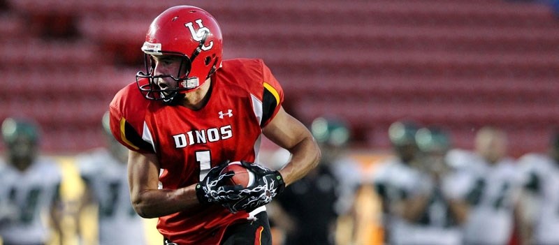 Chris Dobko of St. Albert is the leading receiver for the Calgary Dinos with 32 catches for 389 yards and six touchdowns in five games. The 21-year-old slotback cracked the