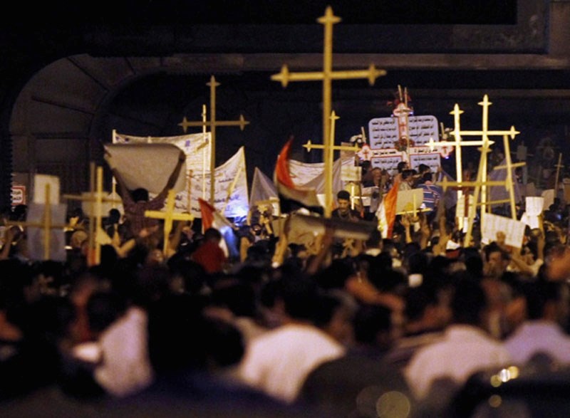 This photo was taken last week at a demonstration in Egypt where 25 Christians were killed and hundreds more injured by tanks. Violence in Egypt has prompted local Coptic