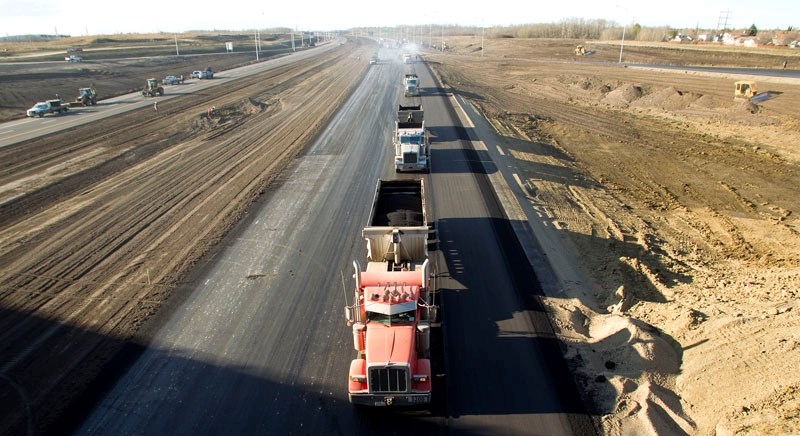 Workers were busy preparing the final stages of the northwest leg of Anthony Henday Drive on Monday