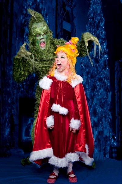 Timothy Anderson plays the Grinch and Maya Gilchrist plays a young Cindy Lou Who in the production of A Very Grinchy Christmas.