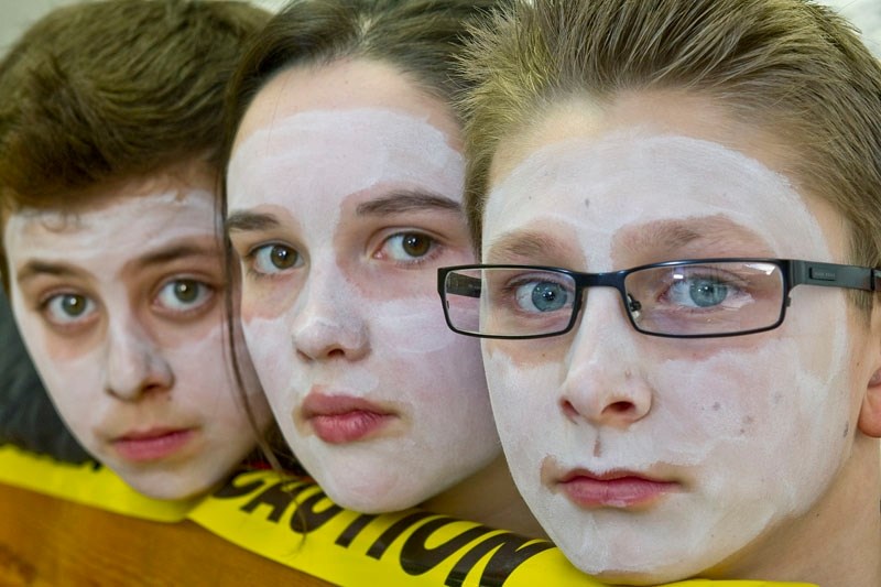 Some students at Richard Fowler school painted their faces white to symbolize that they were ghosts. The role-playing was part of a program aimed at teaching youth what