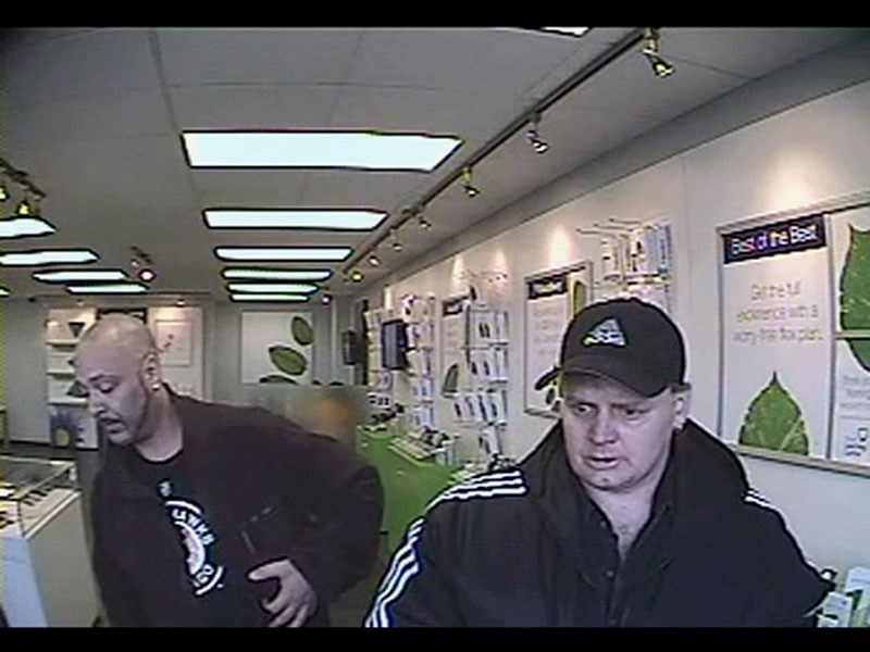 St. Albert RCMP is asking the public&#8217;s help in identifying these two men suspected of stealing phones from Global Cell Communications.