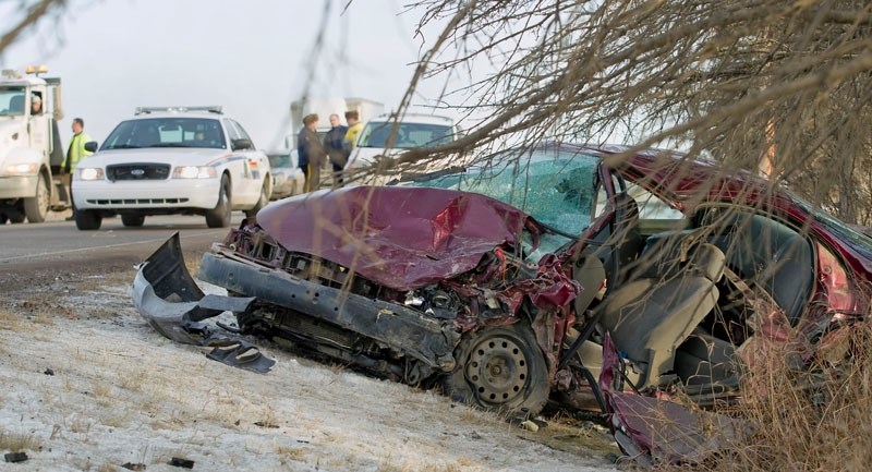 A head-on collision between a car and a van along Villeneuve Road just east of Highway 44 early Friday afternoon sent one woman to hospital by STARS Air Ambulance with life