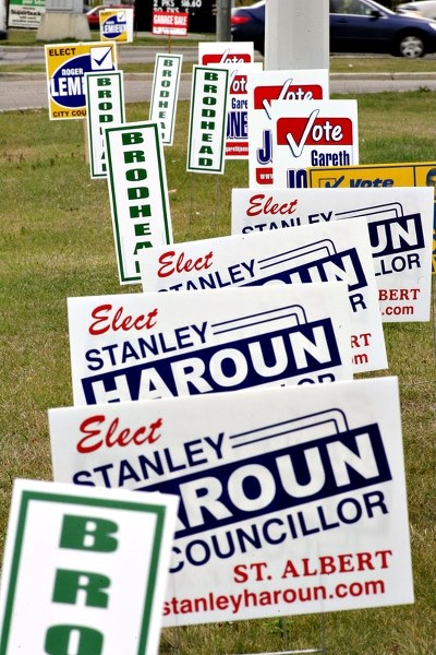 END OF AN ERA? – These election lawn signs would go the way of the dodo under a proposal by Coun. Roger Lemieux