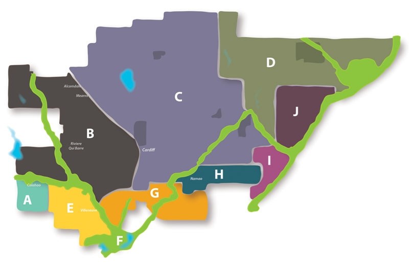 NEIGHBOURHOOD PLAN – This map shows the 10 neighbourhoods of Sturgeon County