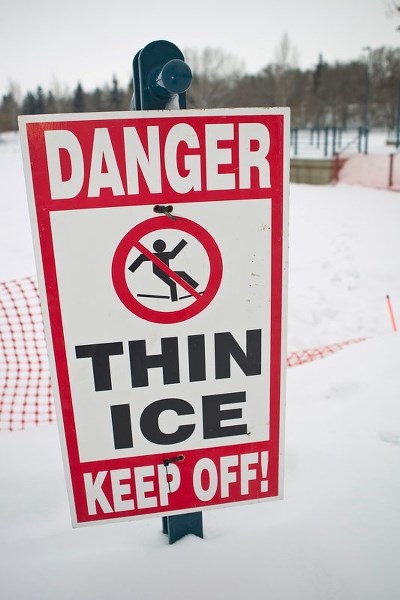 STILL CLOSED – City officials are hopeful that skating will be possible at Lacombe Lake at some point this winter.