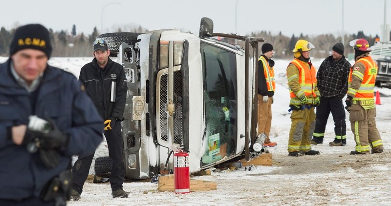 POOR DRIVING CONDITIONS – Six disabled vehicles could be seen in the ditches along Meadowview Drive near Ray Gibbon Drive Wednesday around 2 p.m. Road conditions were poor as 