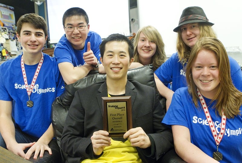 SCIENCE CHAMPS – Students from Paul Kane recently became the Science Olympics champions for the Edmonton region. Members of the 2013 team are (left to right): Adam Boljkovac