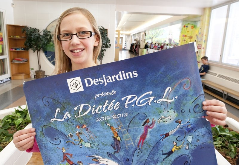 J&#8217;AIME LE FRANçAIS — école Marie Poburan student Jadynn Gansauge is one of four Albertans who are advancing to internationals of La Dictée P.G.L. — an international